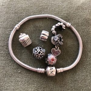 pandora bracelet + 7 charm bundle